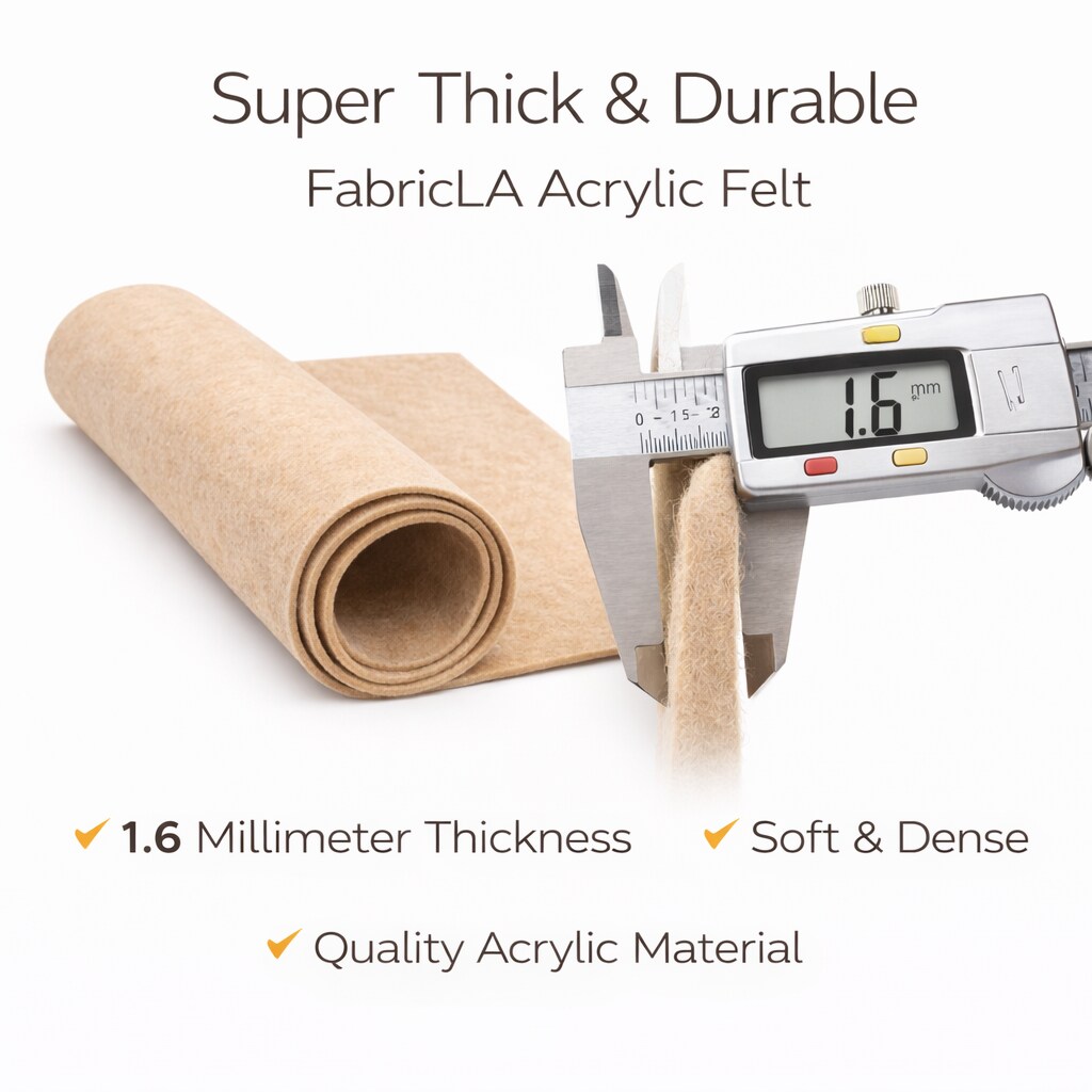 FabricLA Acrylic Felt Fabric - 72" Inch Wide 1.6mm Thick Felt by The Yard - Use Soft Felt Sheets for Sewing, Cushion, and Padding, DIY Arts & Crafts (3 Yards, Gold)