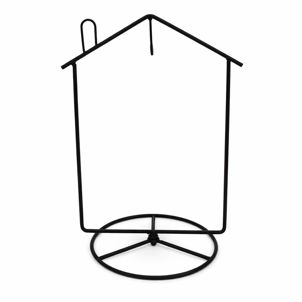 Black House-Shaped Hanging Photo Picture Frame and Metal Ornament Stand 8.7 Inches