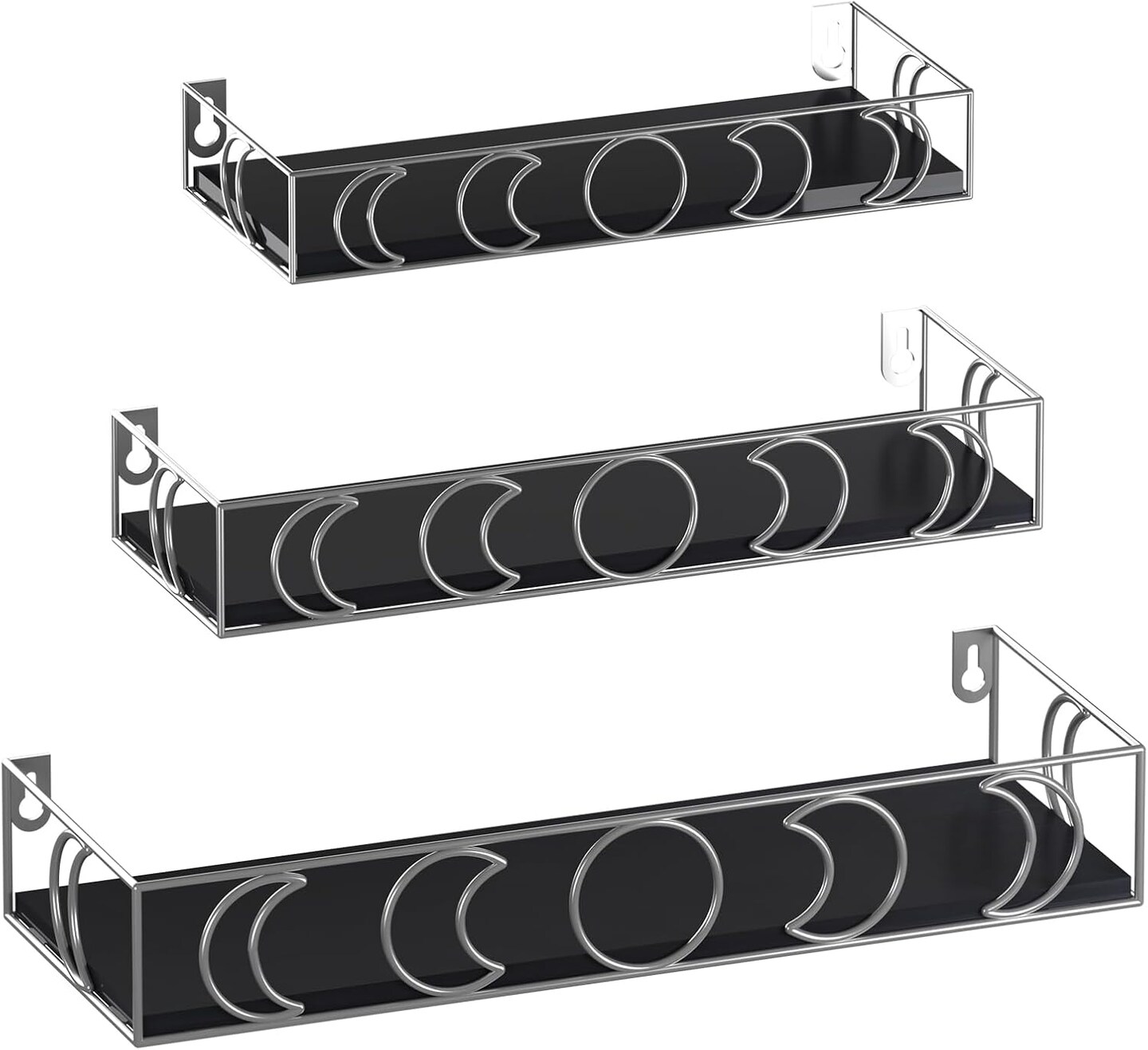 Moon Phase Wall Shelves Black Silver