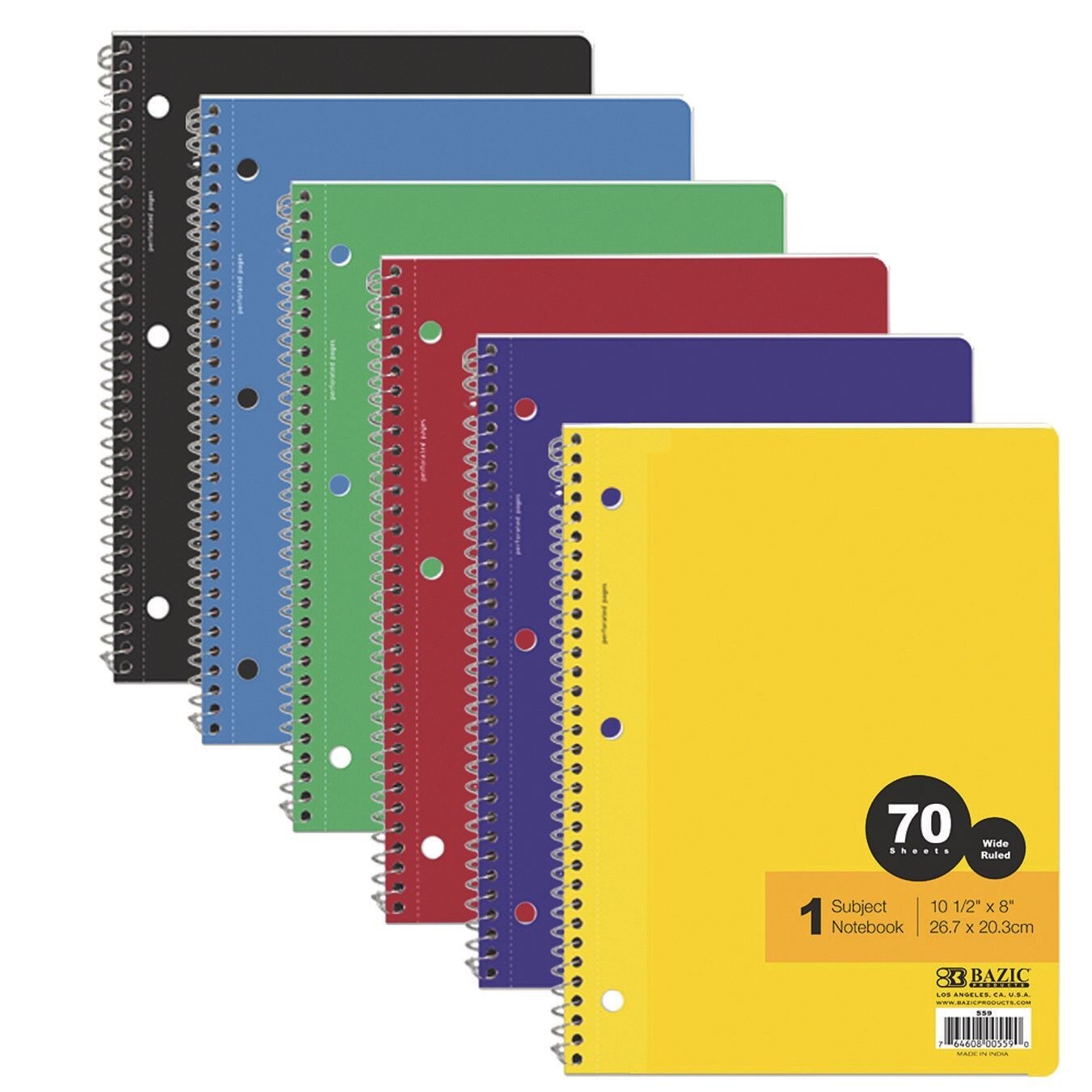 1-Subject Wide Ruled Spiral Notebooks Value Pack (Pack of 24)