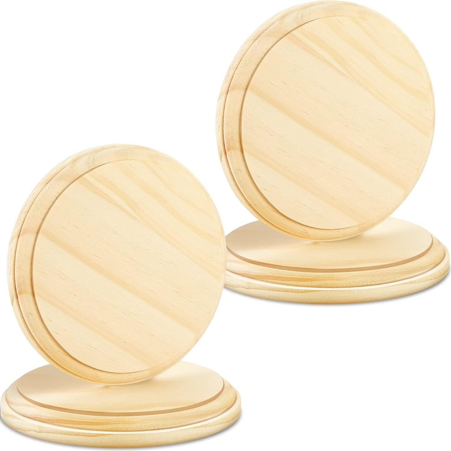 4 Pieces Wooden Round Plaque Unfinished Natural Wood