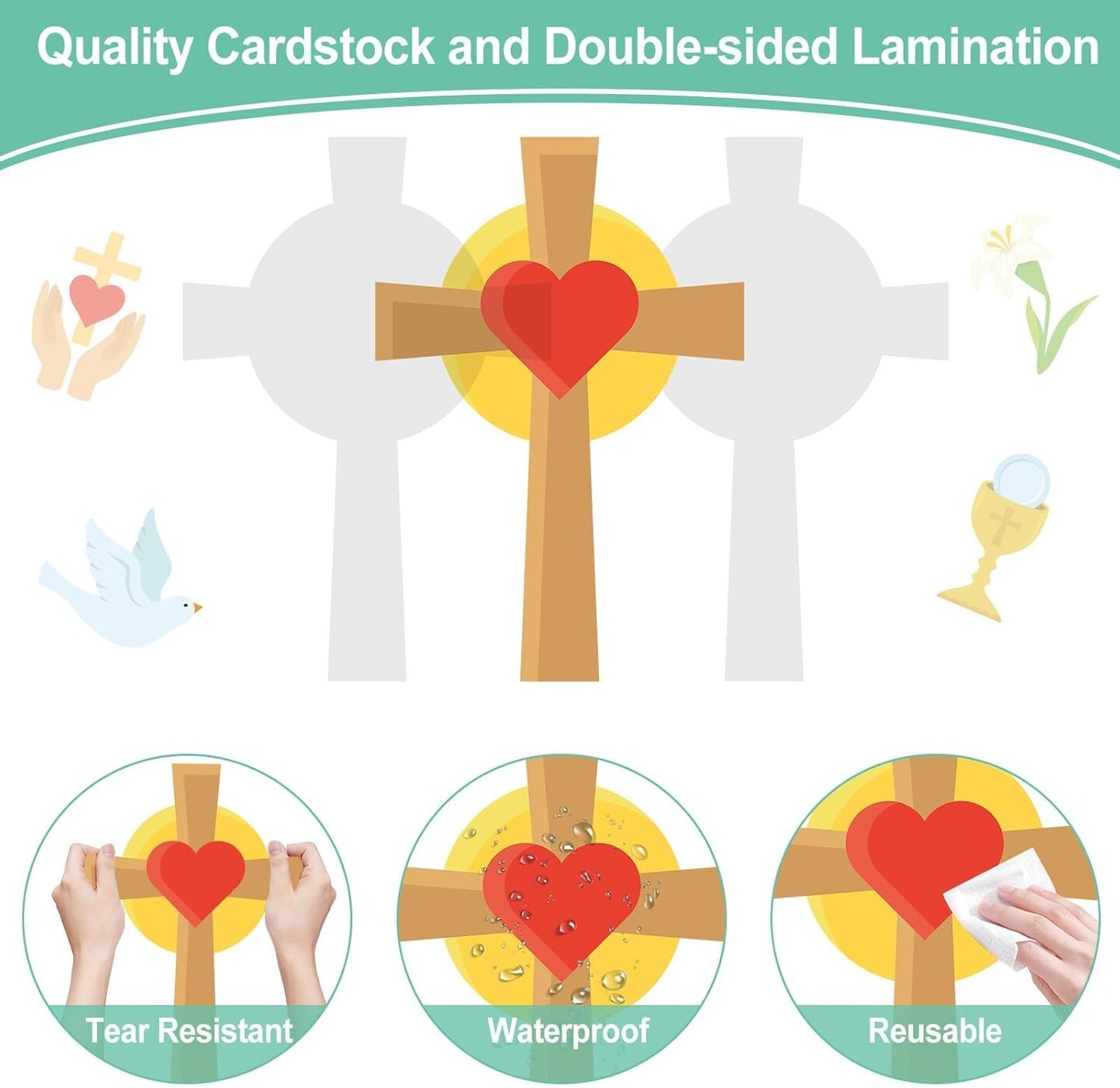 Christian Jesus Bulletin Board Decoration Set Religious Cross Bible Paper Cutouts You are Positive Inspirational Motivational Borders Sunday School Spring Summer VBS Classroom Prayer Board Supplies