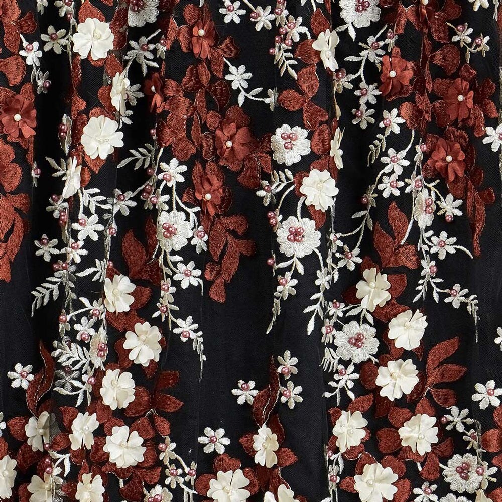 1 Yard Cascade Embroidered Mesh Fabric 36" x 52" Length by Width