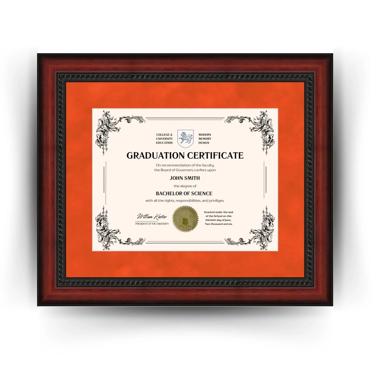 University of Miami 11x14 Diploma Frame for 8.5x11 Certificate Orange
