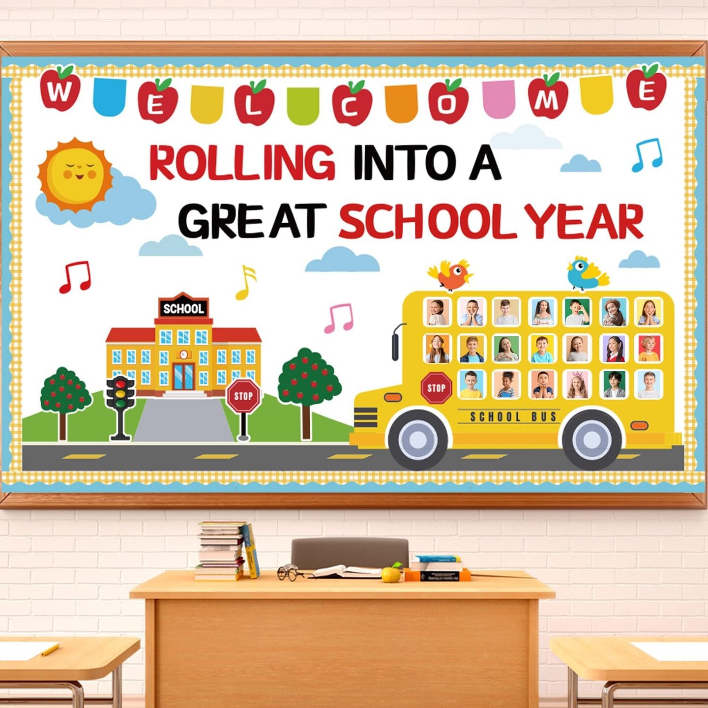 65Pcs Welcome Back to School Bulletin Board Decorations Set - School Bus