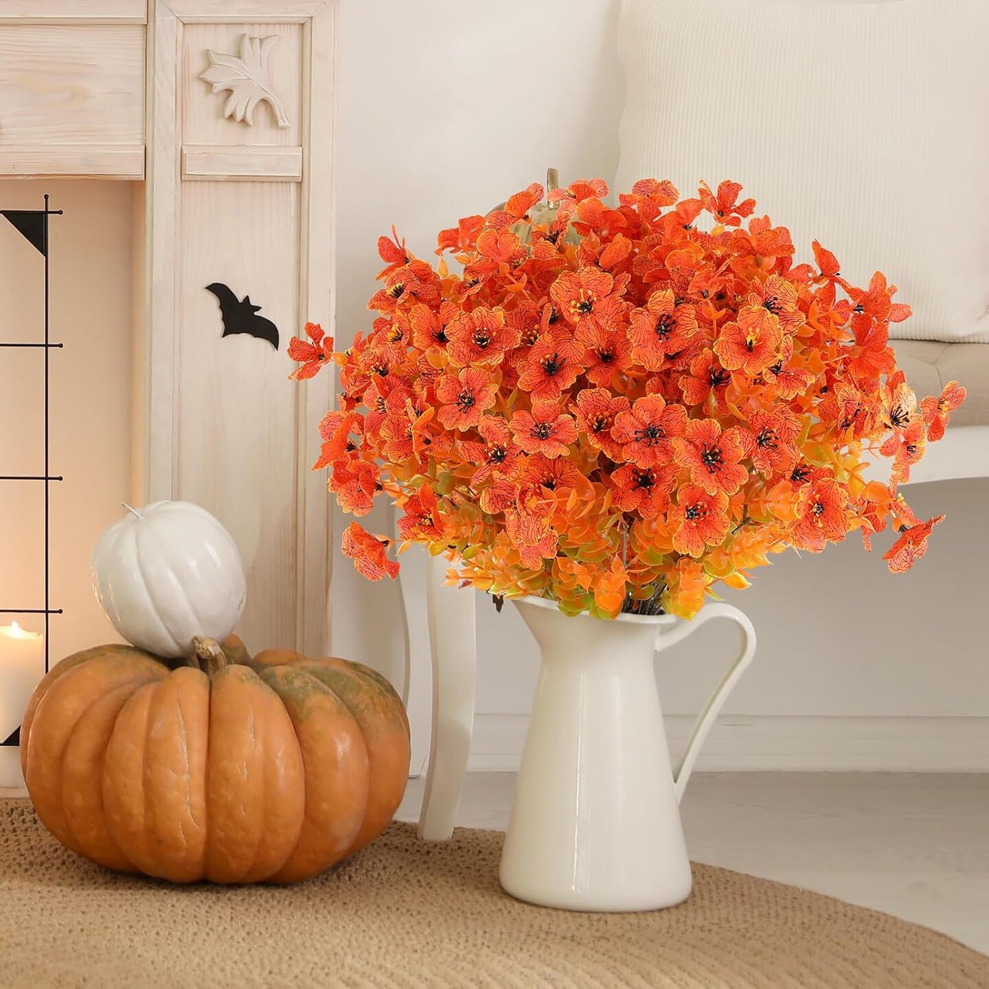 20 Bundles Fall Orange Artificial Flowers for Outdoor