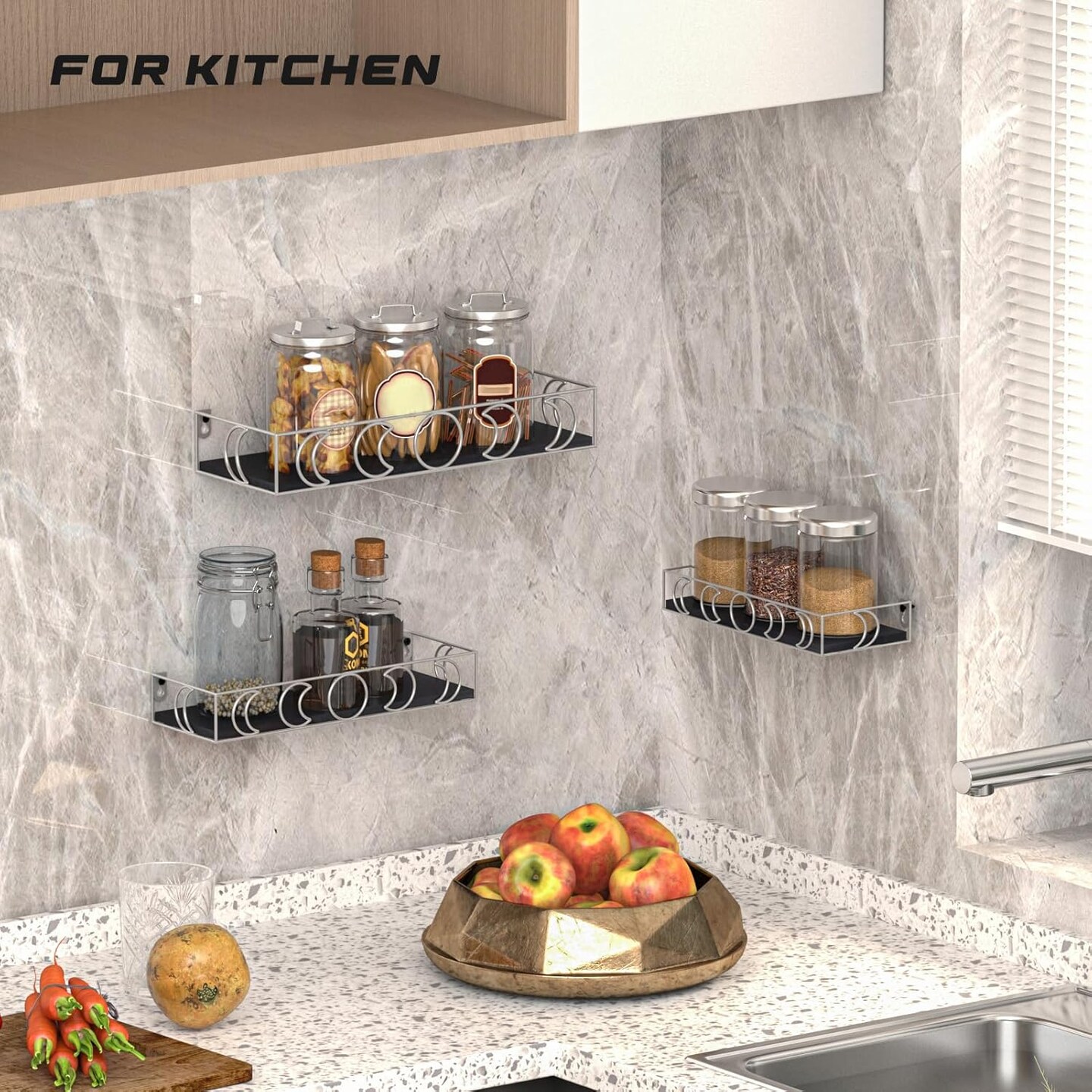 Moon Phase Wall Shelves Black Silver