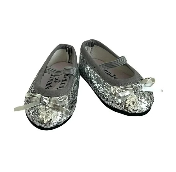 MBD® 18 Inch Doll Silver Sparkle Flats - Fits All 18 Inch Fashion Girl Dolls - Perfect for Kennedy and Friends Dolls
