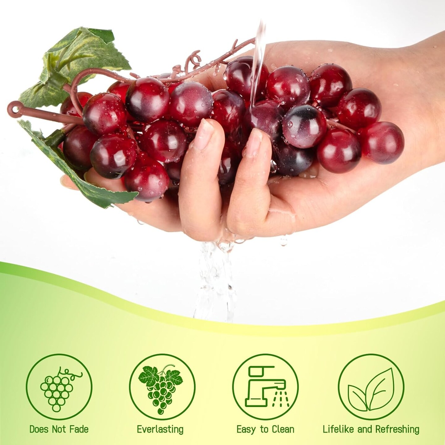 4 Bunches Plastic Lifelike Grapes - Red