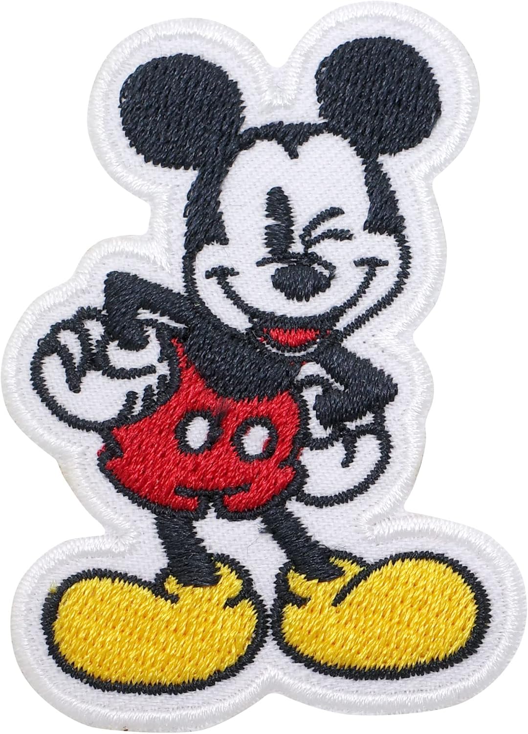 Smile Mickey Iron-On Embroidered Patch – 2.5” Red Cartoon Applique Patch for Jeans, Jackets, Hats, Backpacks, DIY Clothing Repair & Decoration (Heat Seal Sew-On Badge)