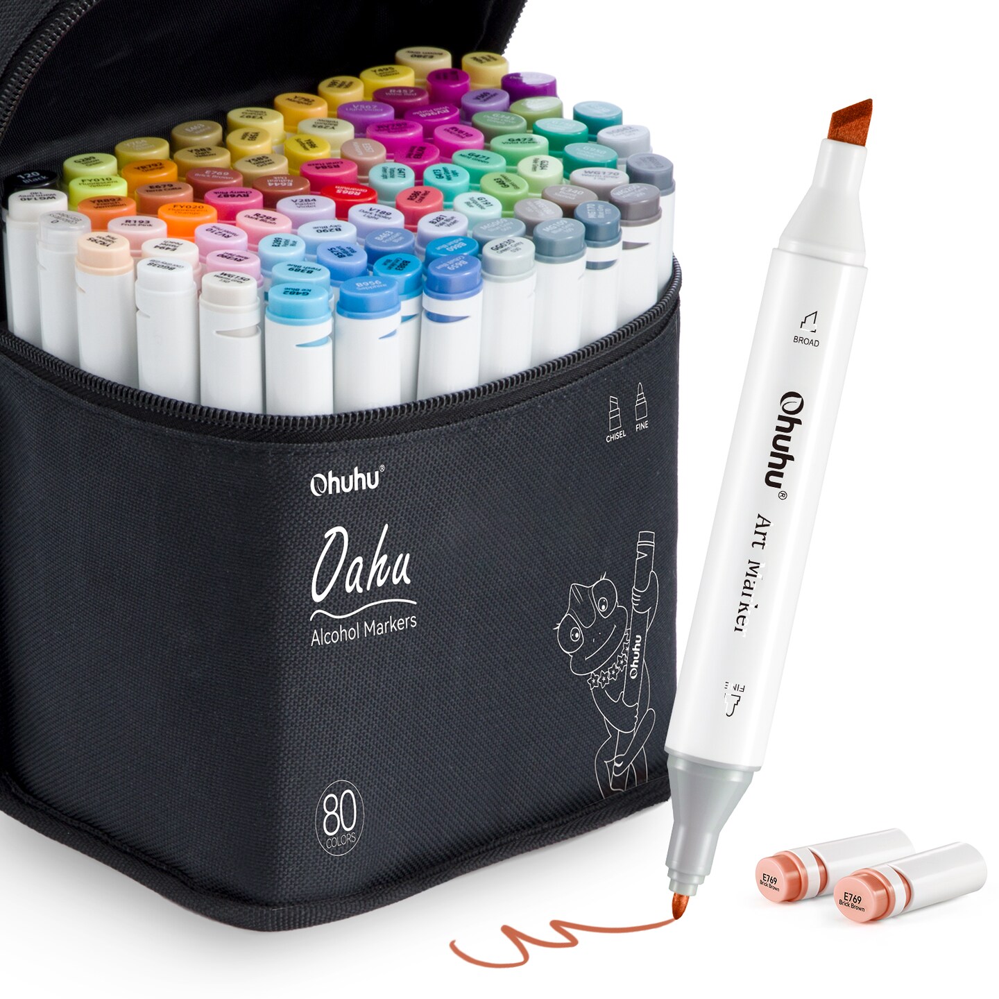 Ohuhu Oahu 80 Colors Alcohol-Based Markers - Dual Tip Chisel