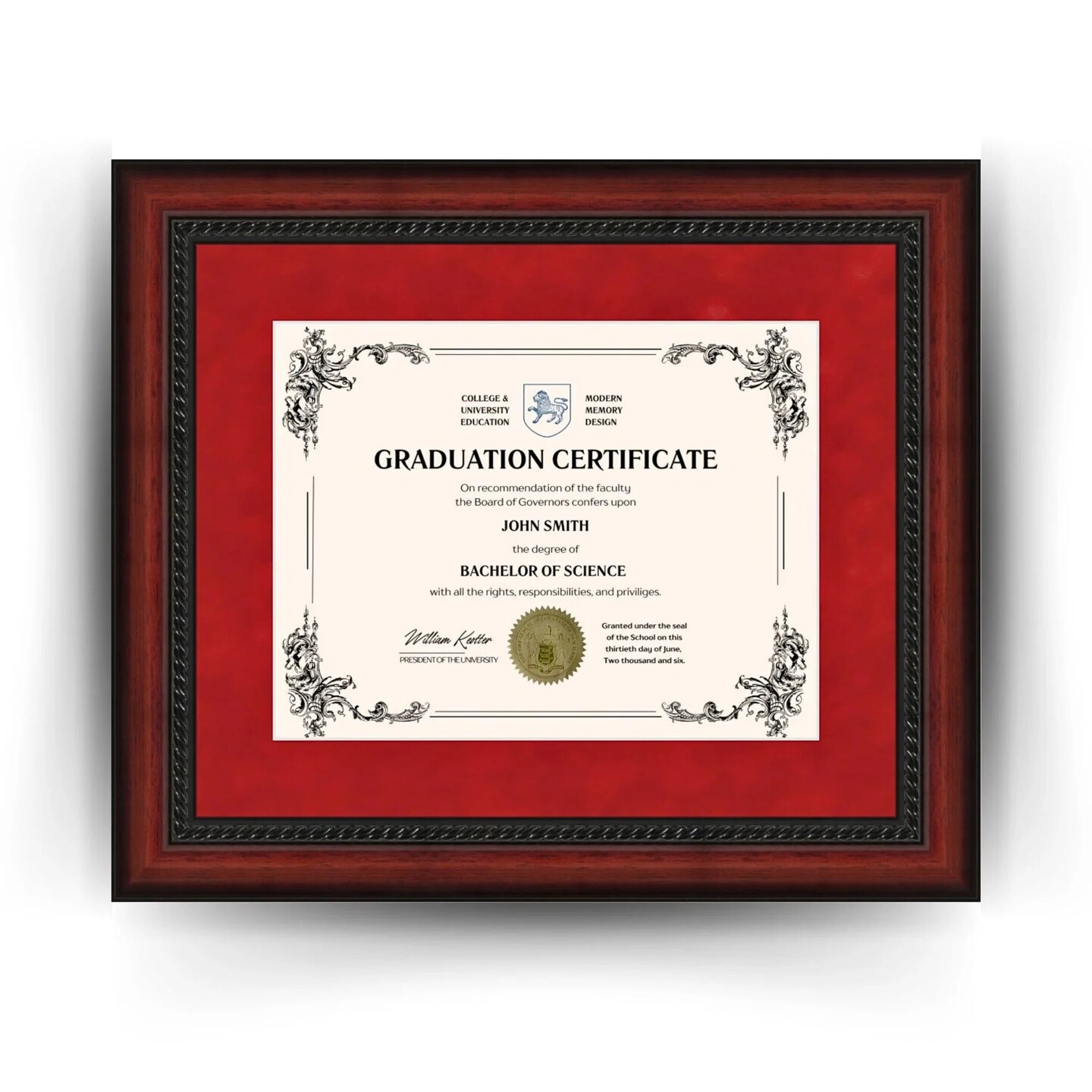 Rutgers University 11x14 Diploma Frame for 8.5x11 Certificate Mahogany