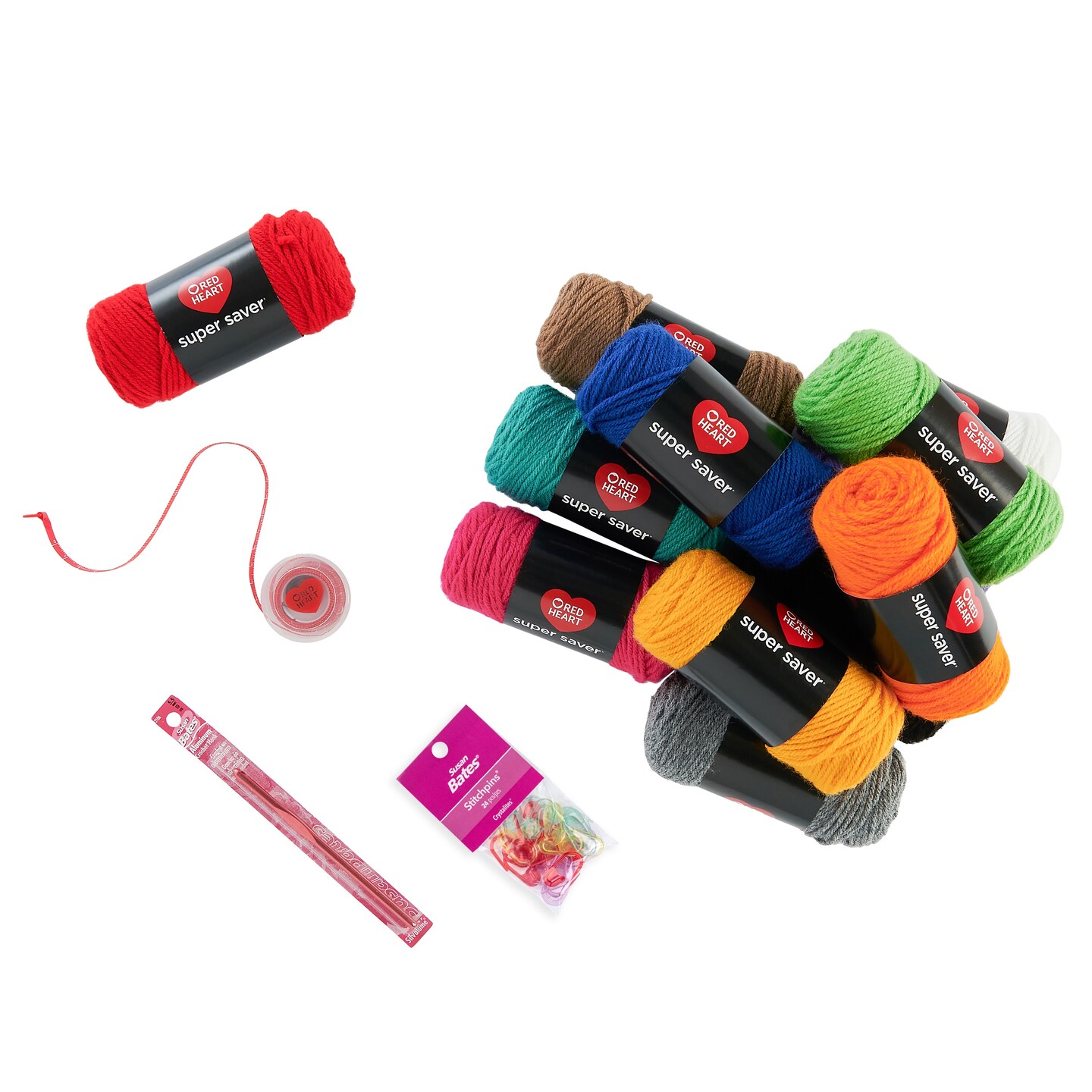 Red Heart Super Saver Super Yarn Kit 10 pack-Crochet W/Accessories