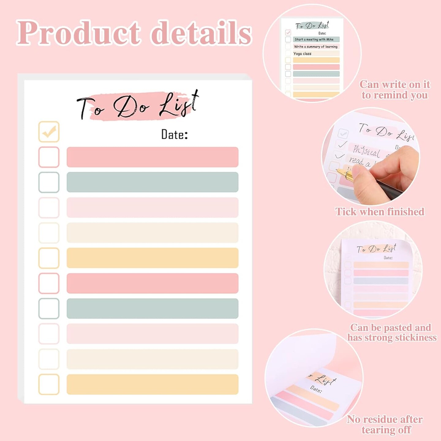 4 Packs Planner Sticky Notes 4x6Inches - 200 Sheets (Bright Color)