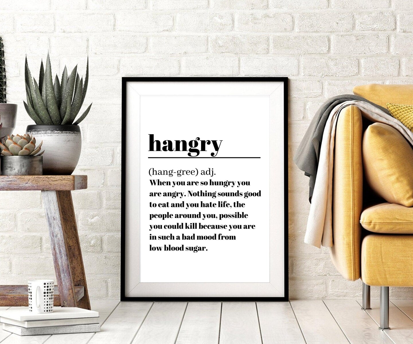 Artwork Hangry Typography kitchen wall art decor framed