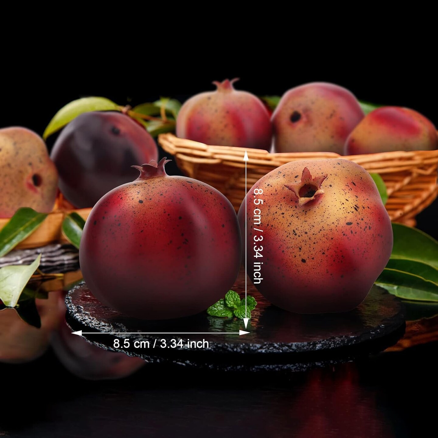 6 PCS Artificial Pomegranates Fake Realistic Simulation Fruits