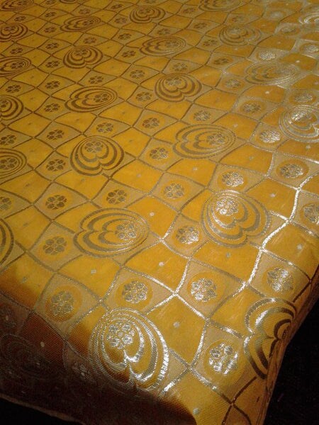 1 Yard Floral Metallic Jacquard Brocade Orange &#x26; Silver Fabric for Apparel Decor Projects 60 Inch Width