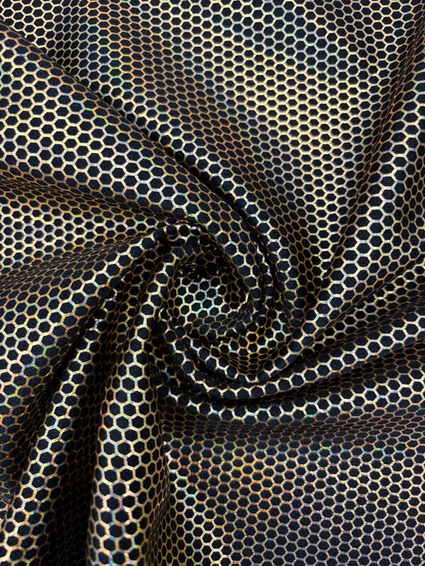 1 Yard Gold Honeycomb Print Spandex Fabric for Costumes, Swimwear ...