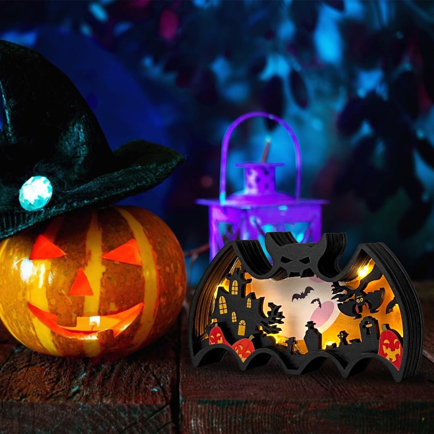 Halloween Wooden Lighted Table Decoration