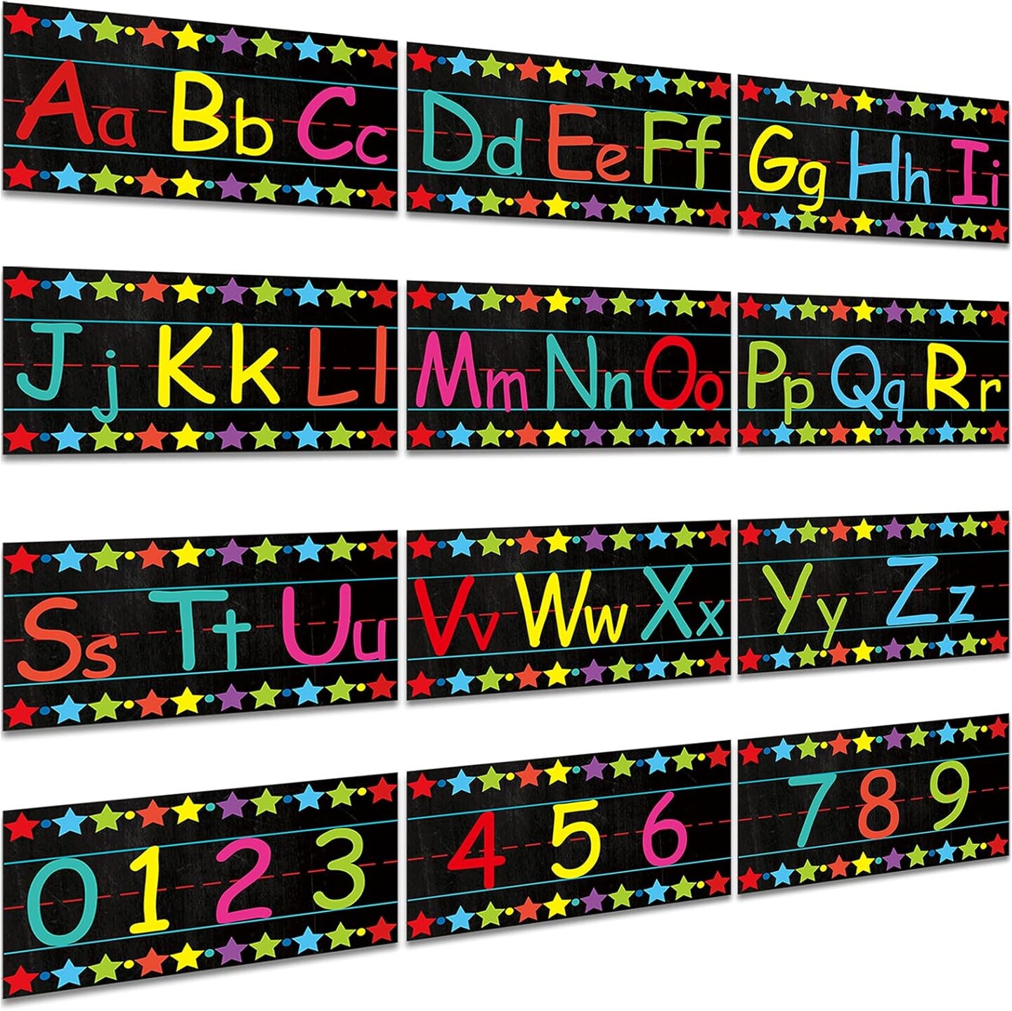 Alphabet Bulletin Board Set Alphabet Poster Chart Number Line for Classroom Wall Decorations (Black)