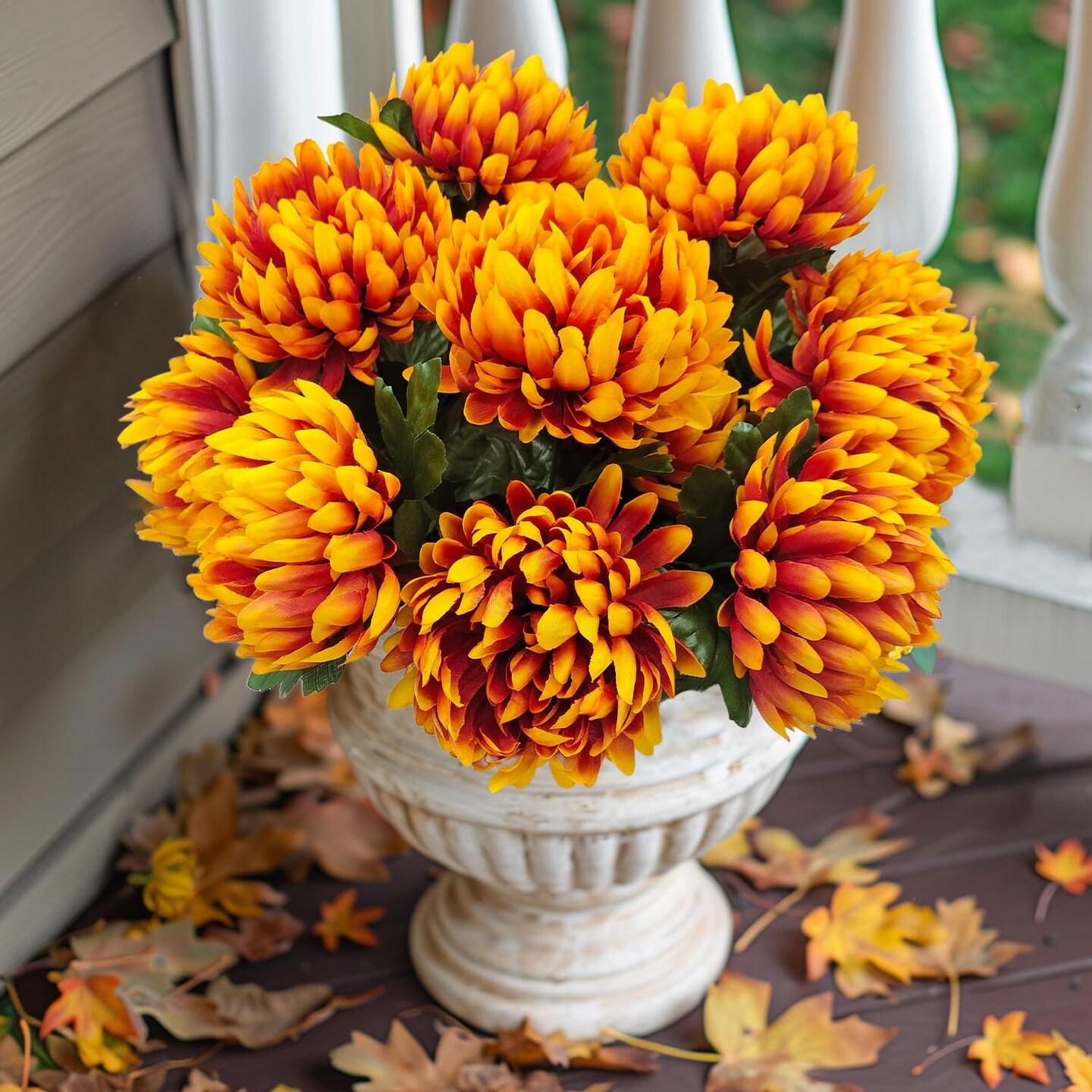 Fake Mums Fall Flowers-2 Pcs 10 Heads