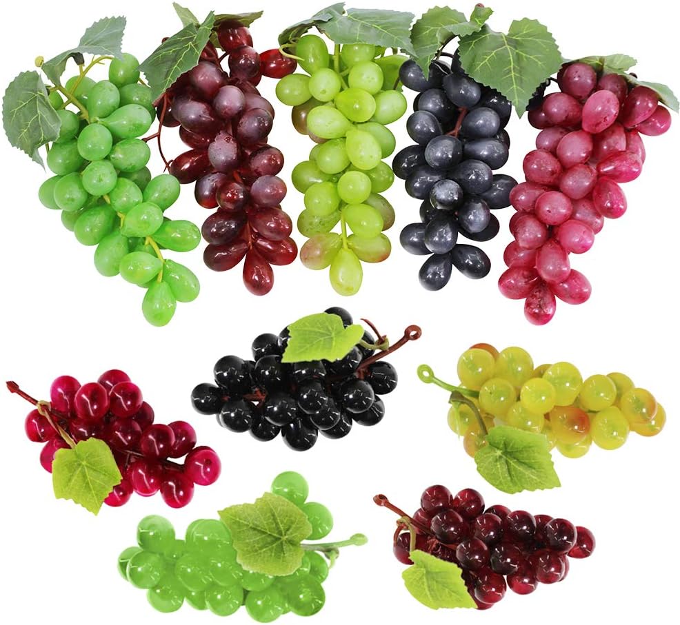 10 Pack Assorted Artificial Grapes Frosted Grape Clusters Decorative Grapes