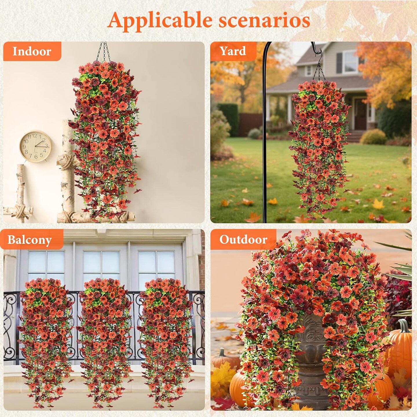 Artificial Flowers for Outdoors Fall Decoration, 2 PCS
