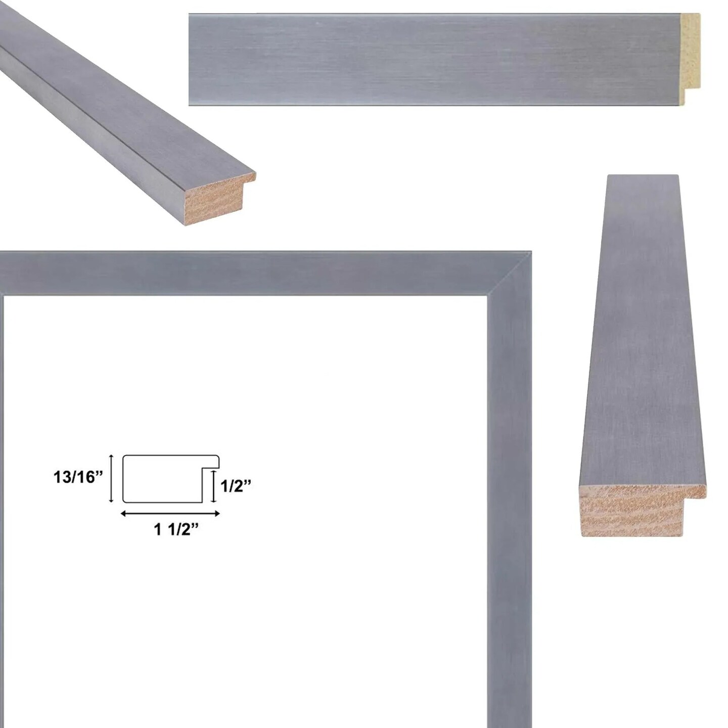 Brushed Silver Metal Pewter Picture Frame 11x17 frame