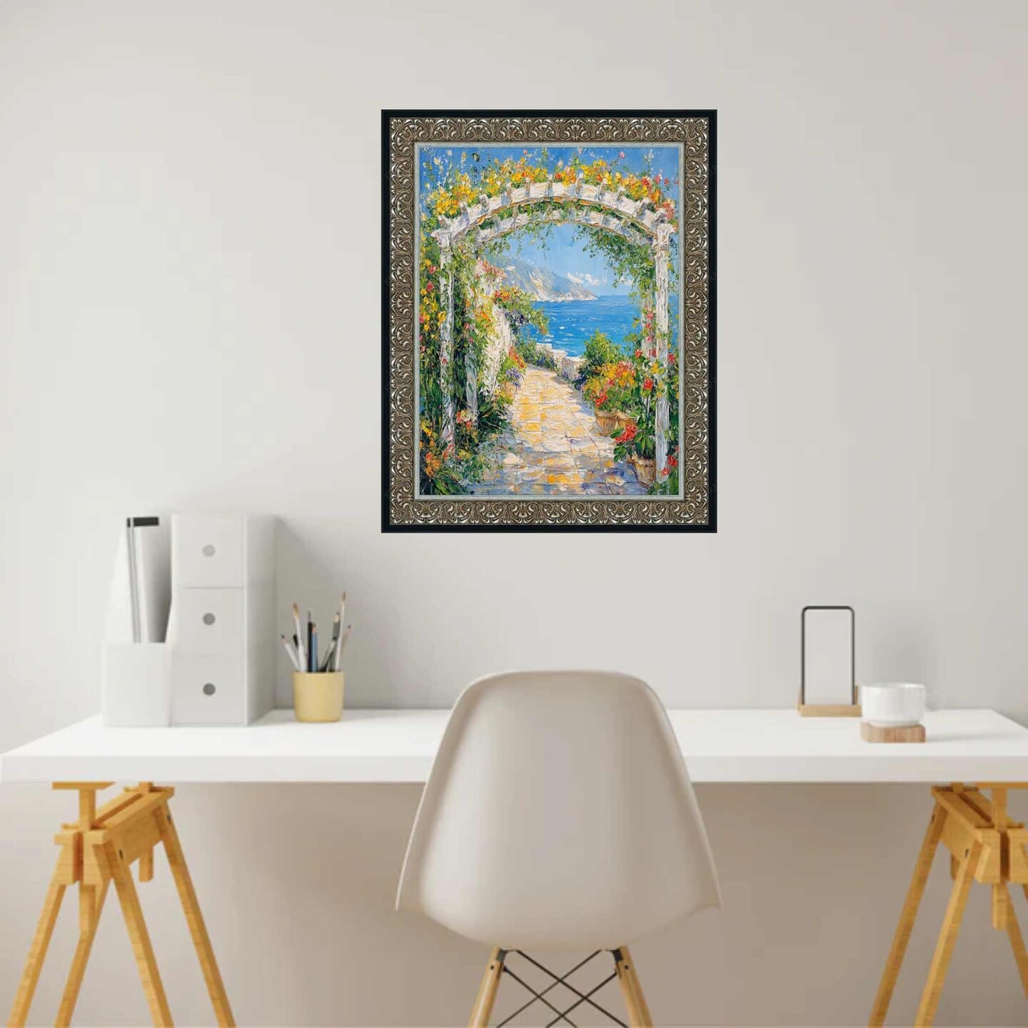 Floral Antique Silver With Black Lip Picture Frame 16x20 frame