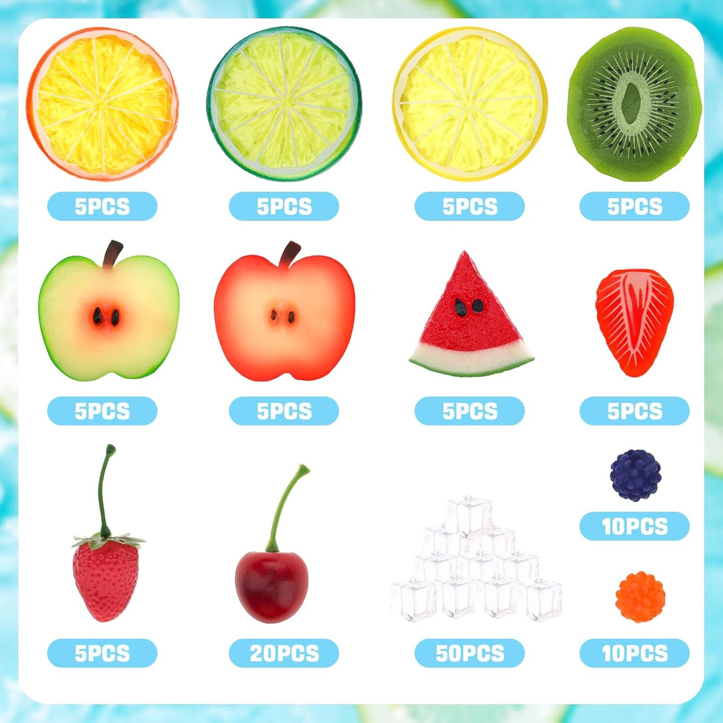 135pcs Fake Mix Fruit Decoration Artificial Strawberry Apple Lemon