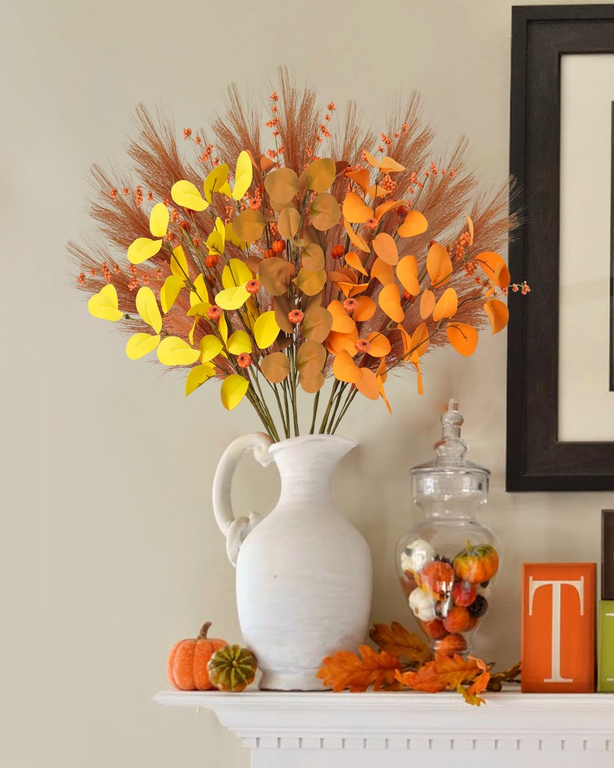 12Pcs 27.5&#x22; Artificial Fall Flowers Bouquets