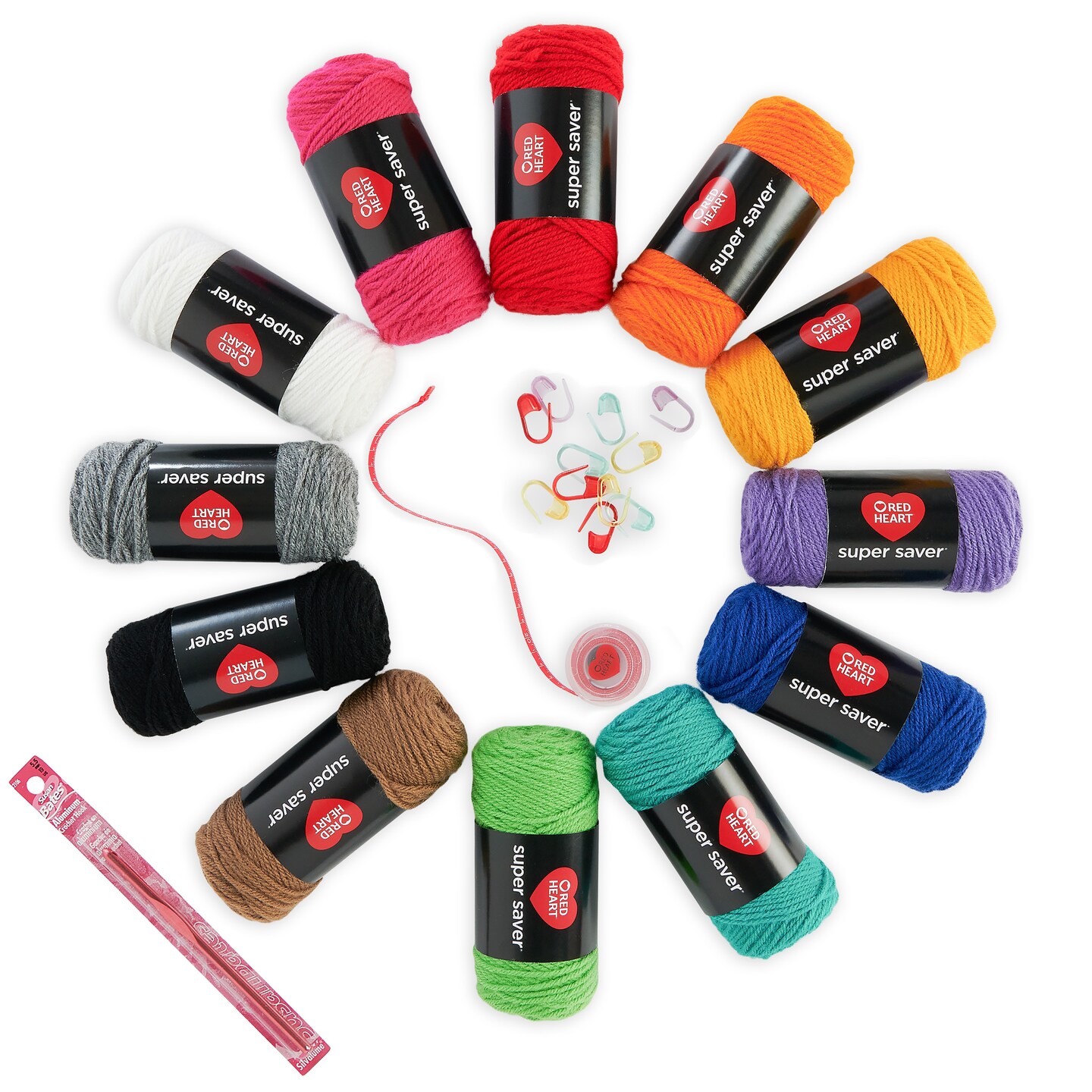 Red Heart Super Saver Super Yarn Kit 10 pack-Crochet W/Accessories