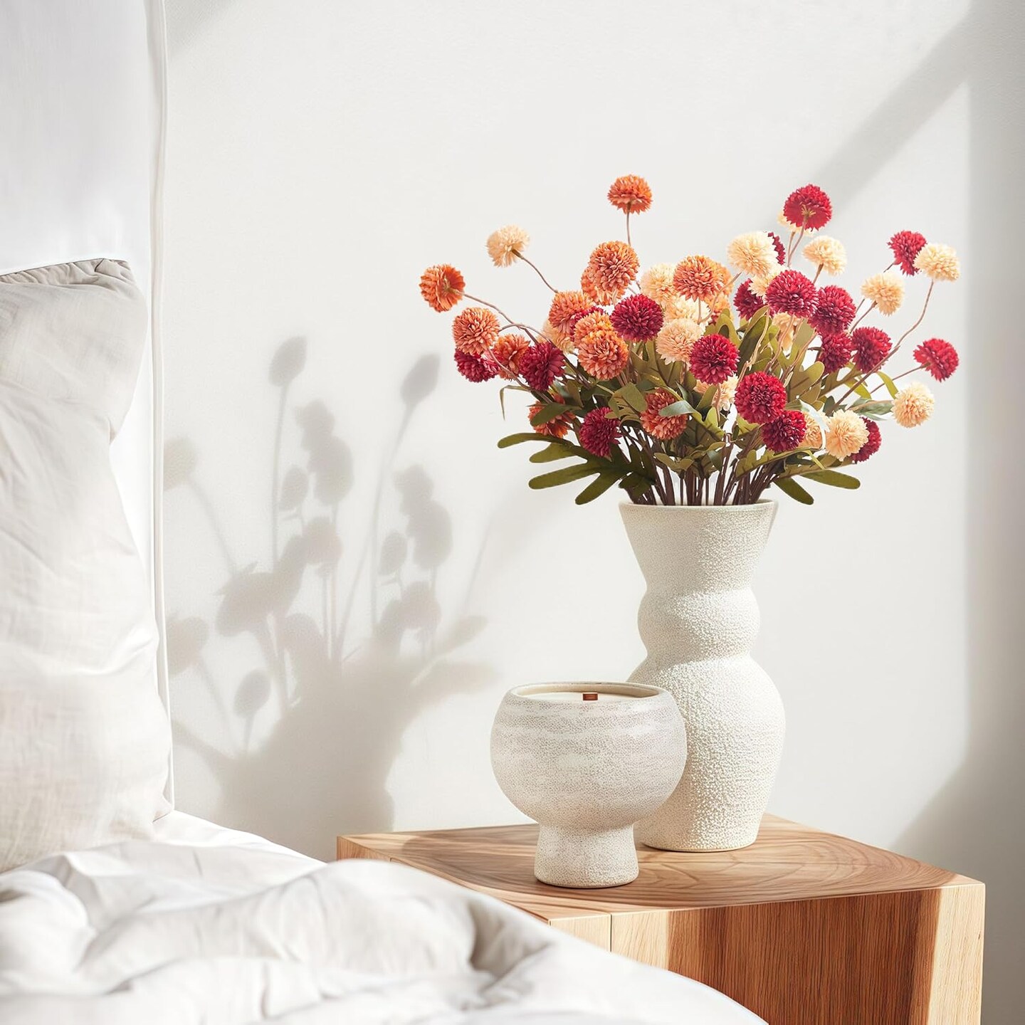 Fall Faux Silk Pompon Mum Artificial Flower