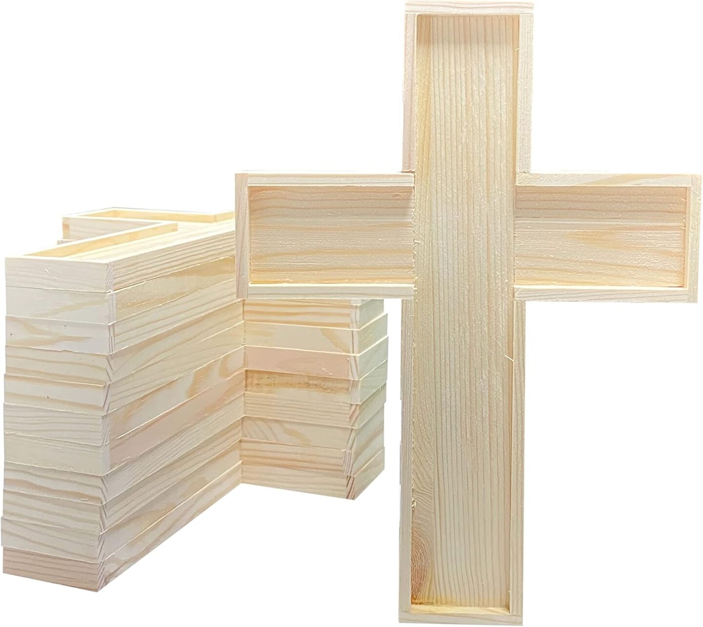 12 Pack Unfinished Wood Crosses Natural Solid Wooden Cross for Crafts (9 x 6.3 x 0.47Inches)