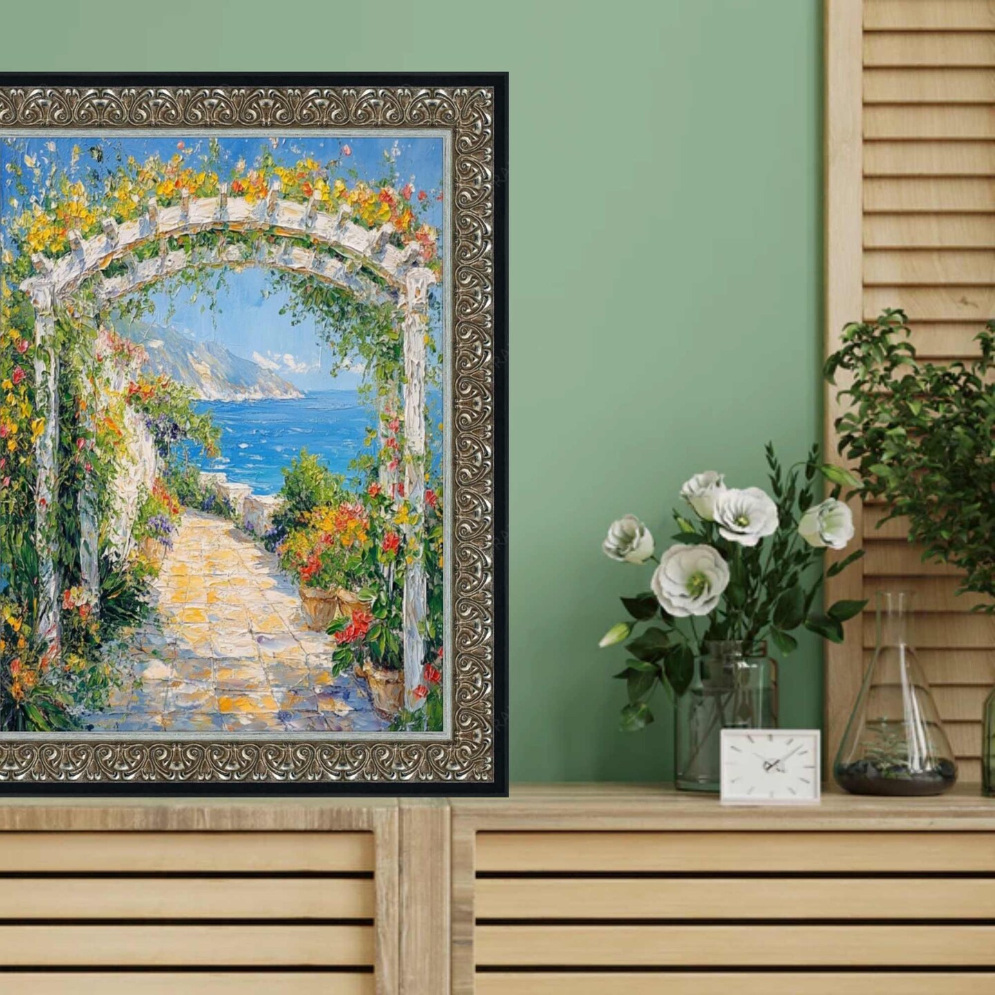 Floral Antique Silver With Black Lip Picture Frame 12x12 frame