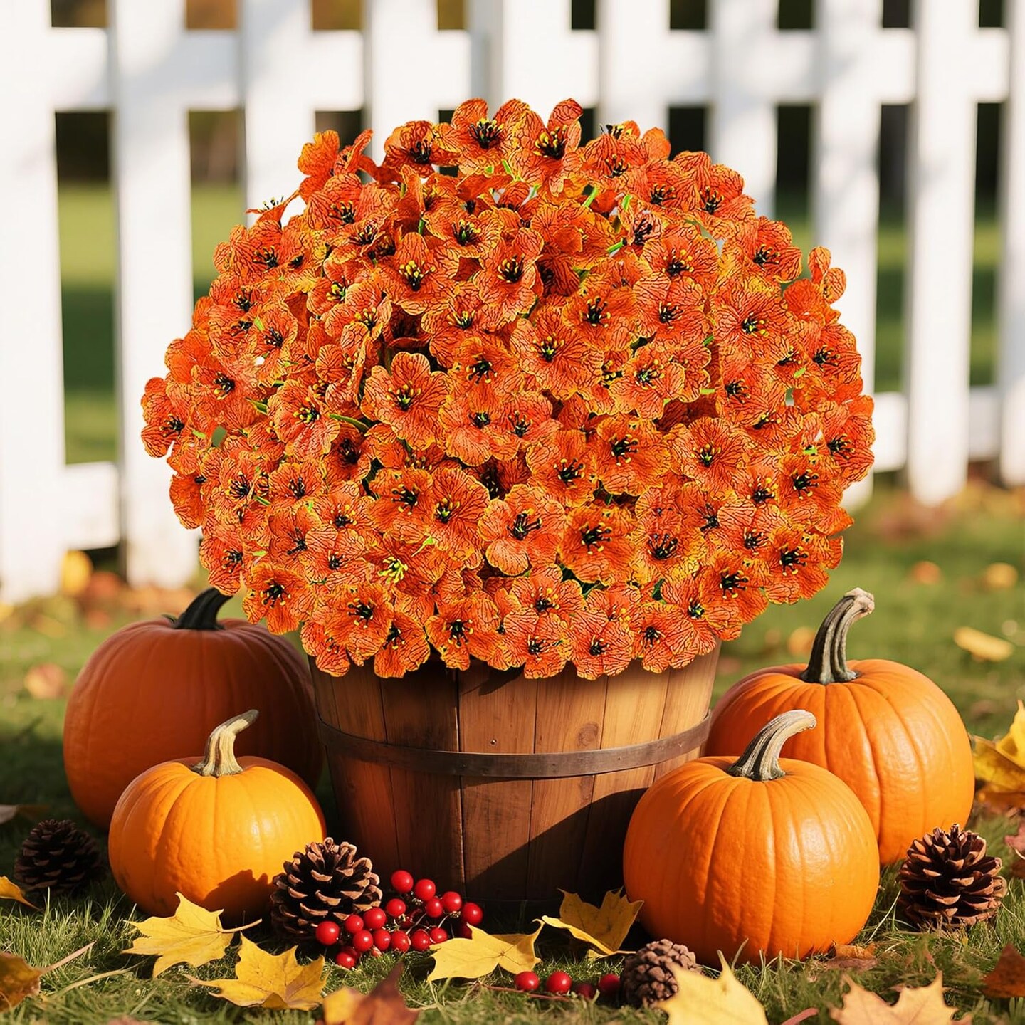 24 Bundles Artificial Fall Flowers for Outdoors