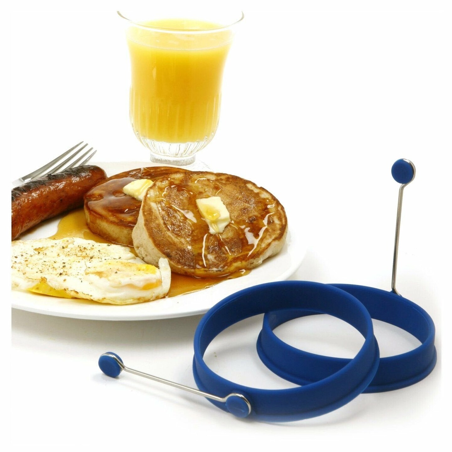 Norpro Nonstick Silicone Round &#x26; Heart Egg Rings Combo - Pancake Mold Ring