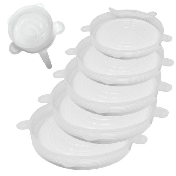 Norpro 6 Piece Reusable Food-Safe Silicone Lids Set - Fits 2.5&#x22; to 11&#x22; Openings