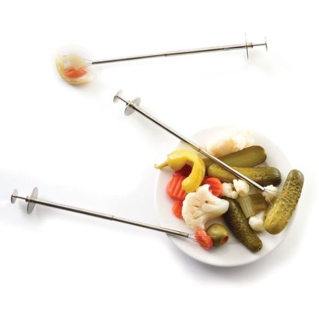 Norpro 8.75&#x22; Stainless Steel Pickle Picker Pincher Fork - Olive Pepper Grabber