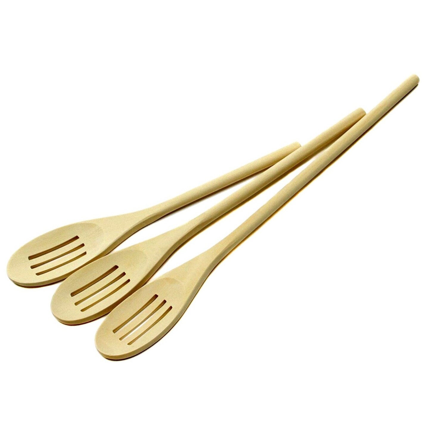 Chef Craft 3pc Maple Wood Kitchen / Mixing Slotted Spoon Set - 10, 12 &#x26; 14 inch