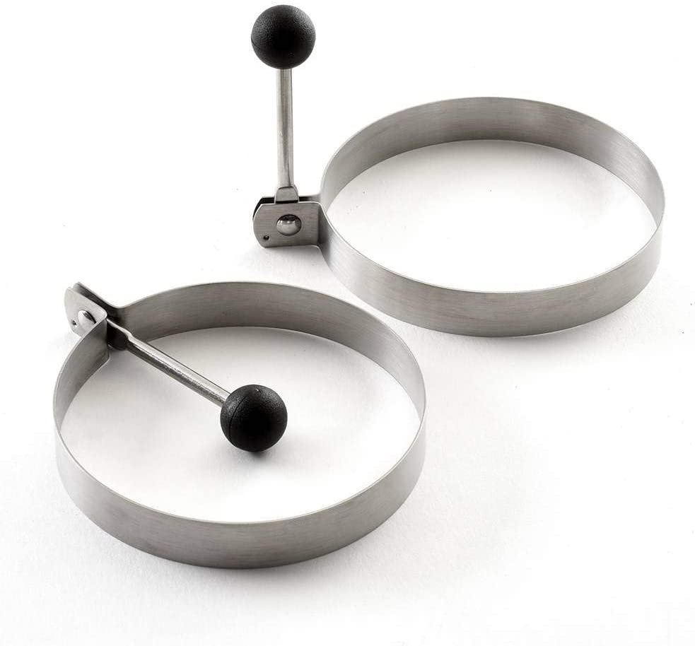 Norpro Non Stick Stainless Steel Round Shaped Pancake / Egg Rings with Handles - 2 pack