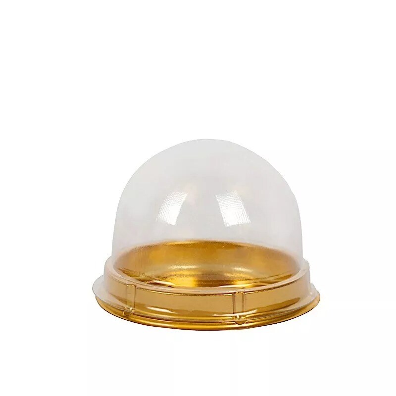 50 Clear Gold 3" Round Mini Cupcake Boxes Dome Plastic Favor Holders Party Event
