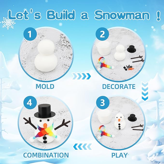 Snowman Clay Crafts 12 Pack Build a Snowman Christmas DIY Kit, Creative Kids Modeling Activities Making Clay, Christmas Stocking Stuffers Christmas Crafts Xmas Gift for Kids