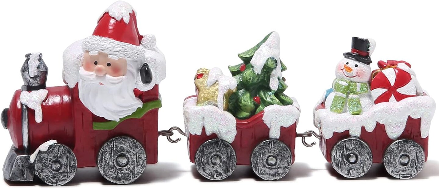 Christmas Decorations Indoor Home Decor Christmas Small Train Figurines Winter for Table Top Centerpiece Fireplace Decor Cute Christmas Train Decoration Gift (red Train)