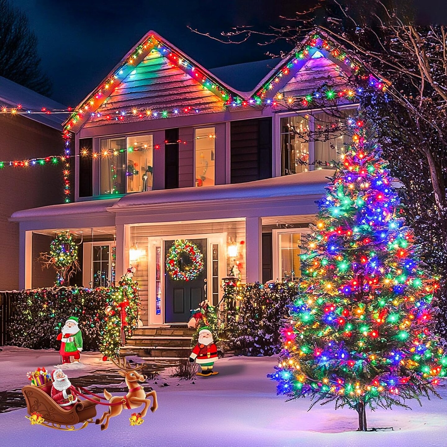168FT 600 LED Christmas Decor Lights 8 Modes Multicolor Christmas Lights Outdoor Waterproof Christmas Tree Lights Indoor Plug in Party Holiday Christmas Decorations