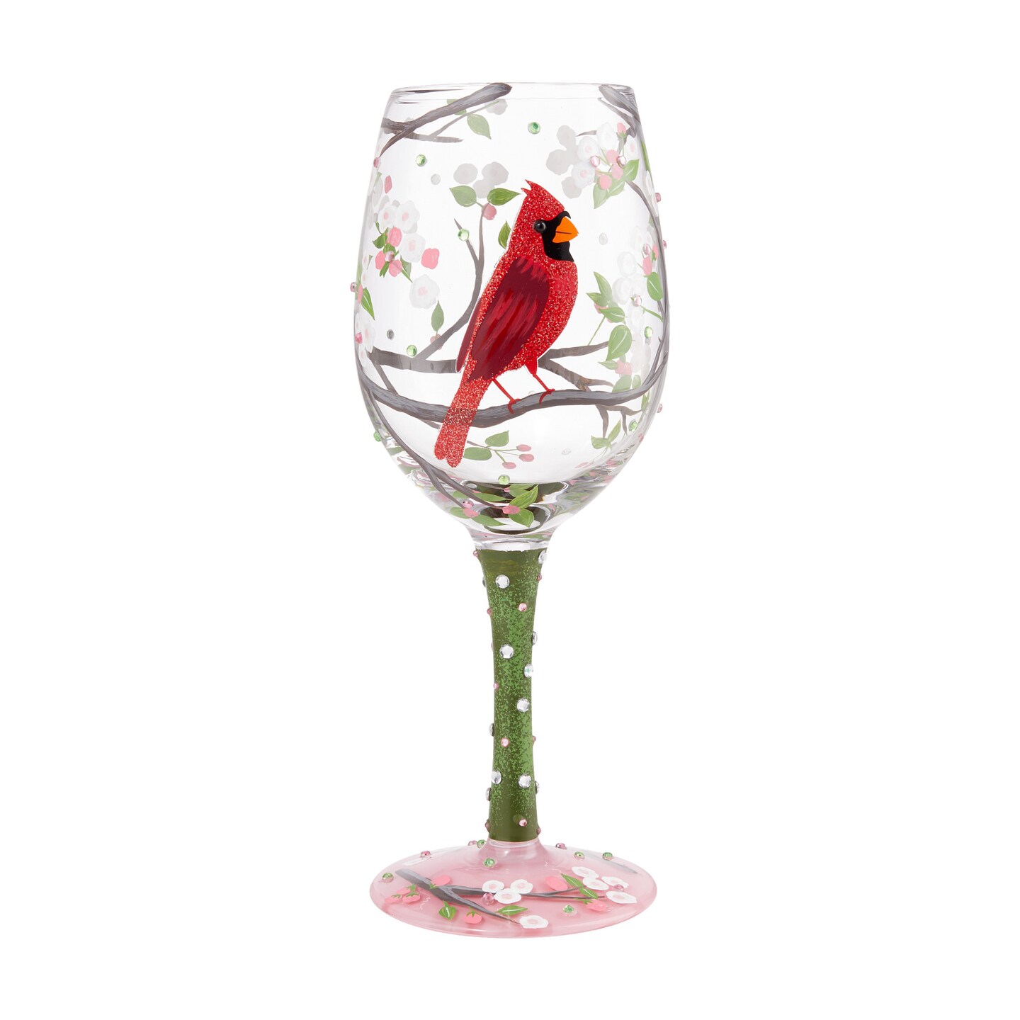 Lolita Cardinal Beauty Hand Painted Wine Glass 9in H