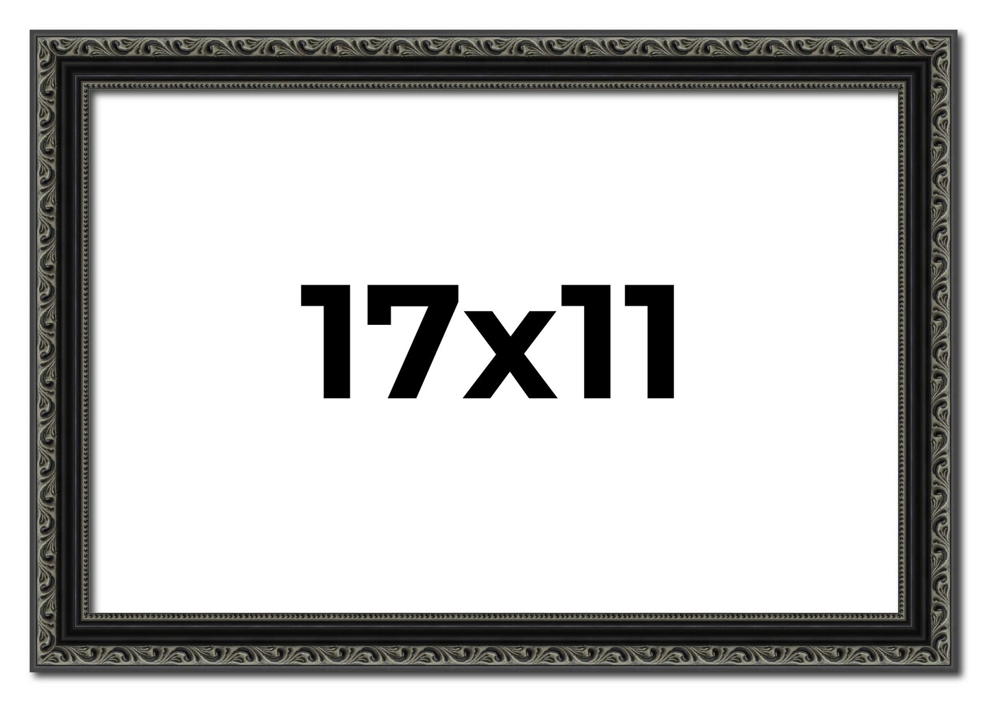 11x17 Antique Black Picture Frame - UV Acrylic, Foam Board Backing, Hanging Hardware