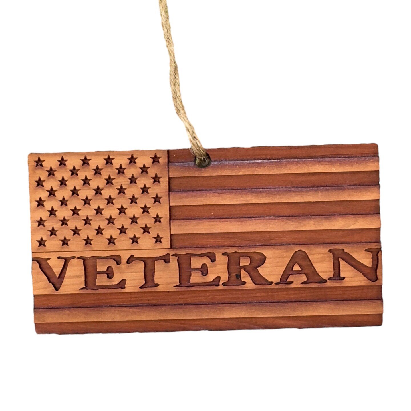 Veteran American Flag - Cedar Ornament Veteran American Flag - Cedar Ornament