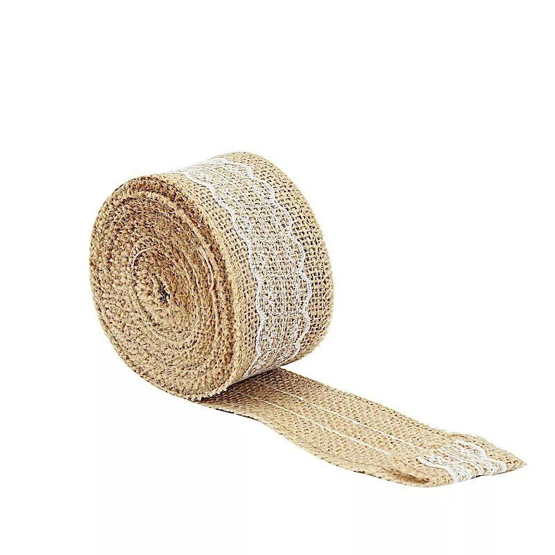 16 ft Natural White Burlap Ribbon Lace Gifts Party Decorations Wedding Supplies