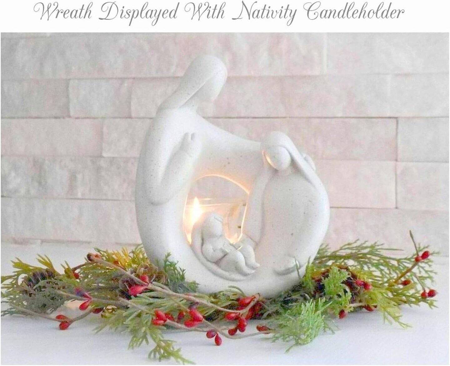 Looking Cedar Wreath Candle Ring Mini Wreath Accent for Statues, Lanterns, Nativity, Candle Holders, Doors, Windows, Centerpieces, Tree Decorations, Holiday Decor, Pillars